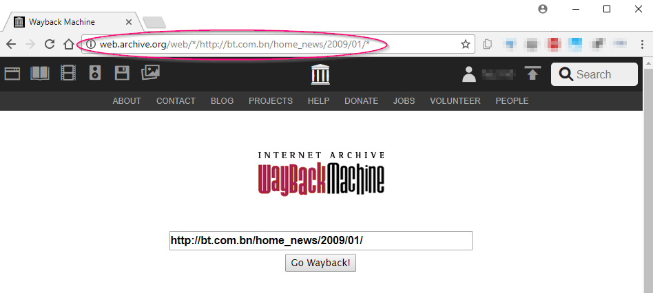 Screenshot showing the URL we manually created, now pasted into a browser bar